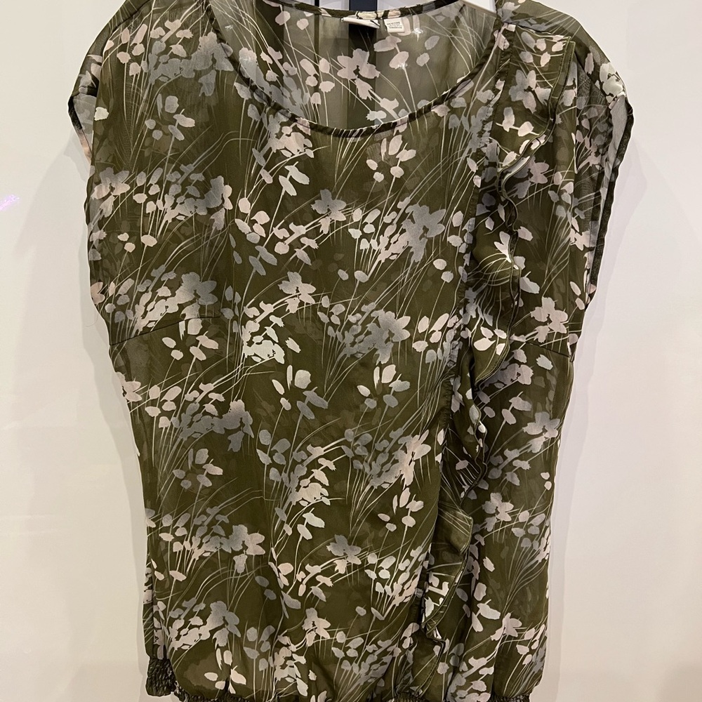 Esprit Olive Floral Transparent Blouse